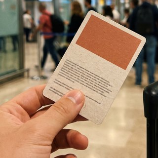 The arrival card held at the airport
